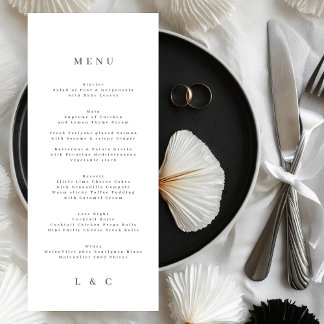 Elegant Simple Gray Text Monogram Wedding Menu