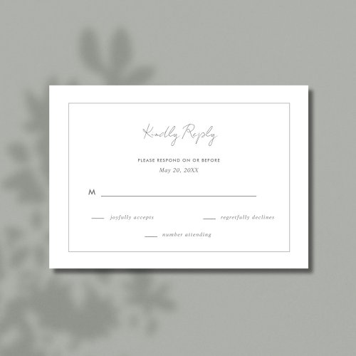 Elegant Simple Gray Wedding RSVP Card