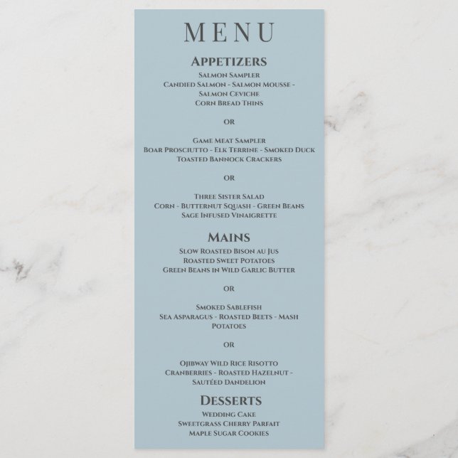 Elegant Simple Gray White Brown Monogram Wedding  Menu (Back)