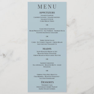 Elegant Simple Gray White Brown Monogram Wedding  Menu
