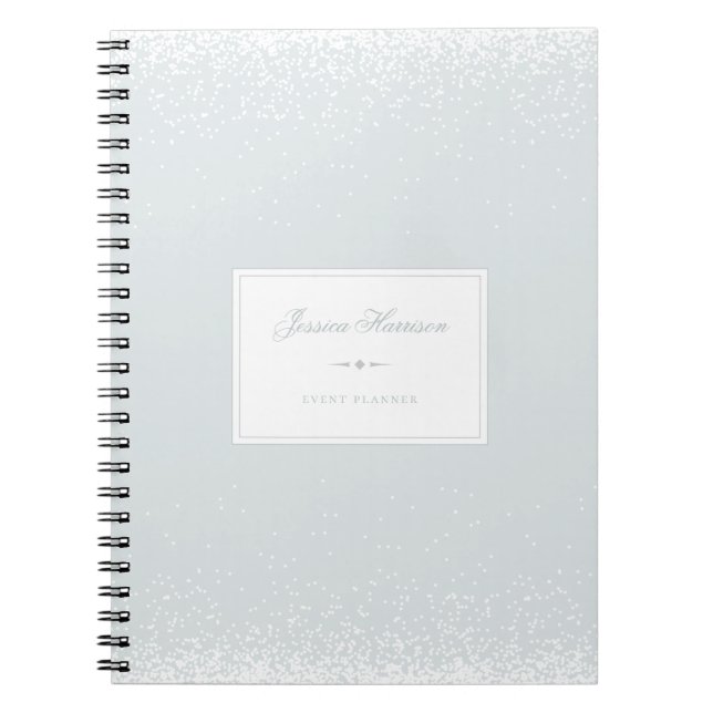 Elegant Simple Gray White Confetti Event Planner Notebook (Front)