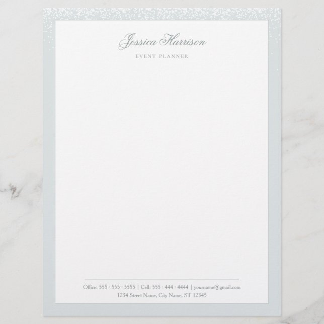 Elegant Simple Gray White Confetti Professional Letterhead (Front)