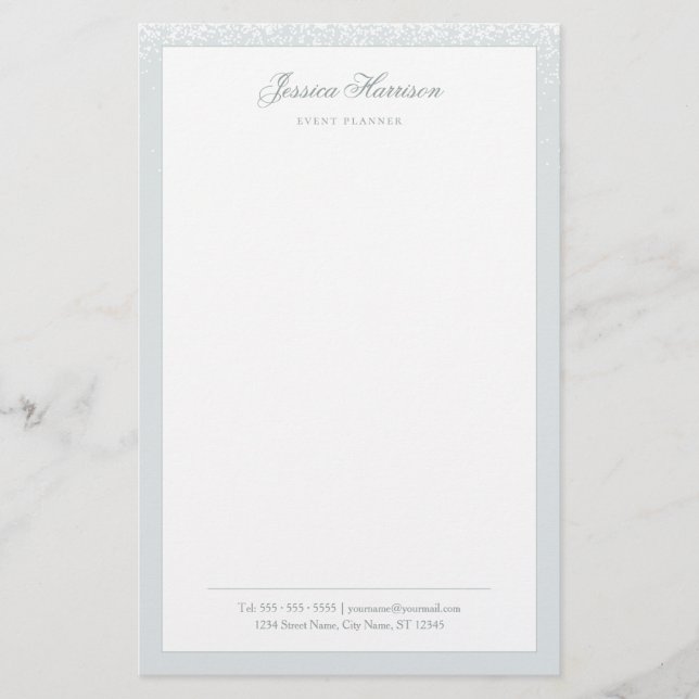 Elegant Simple Gray White Confetti Professional Stationery (Front)