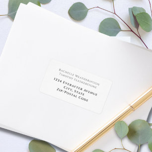 Elegant Simple Gray White Wedding Address Label