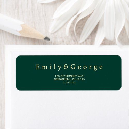 Elegant Simple Green Gold Modern Return Address Label