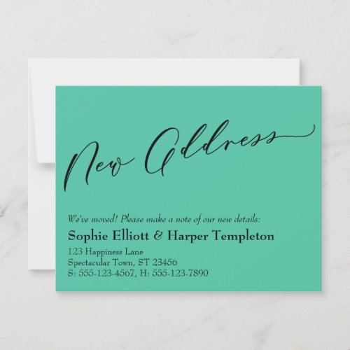Elegant Simple Green New Address Announcement