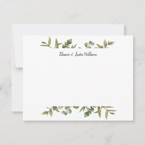 Elegant Simple Greenery Personalized Note Card
