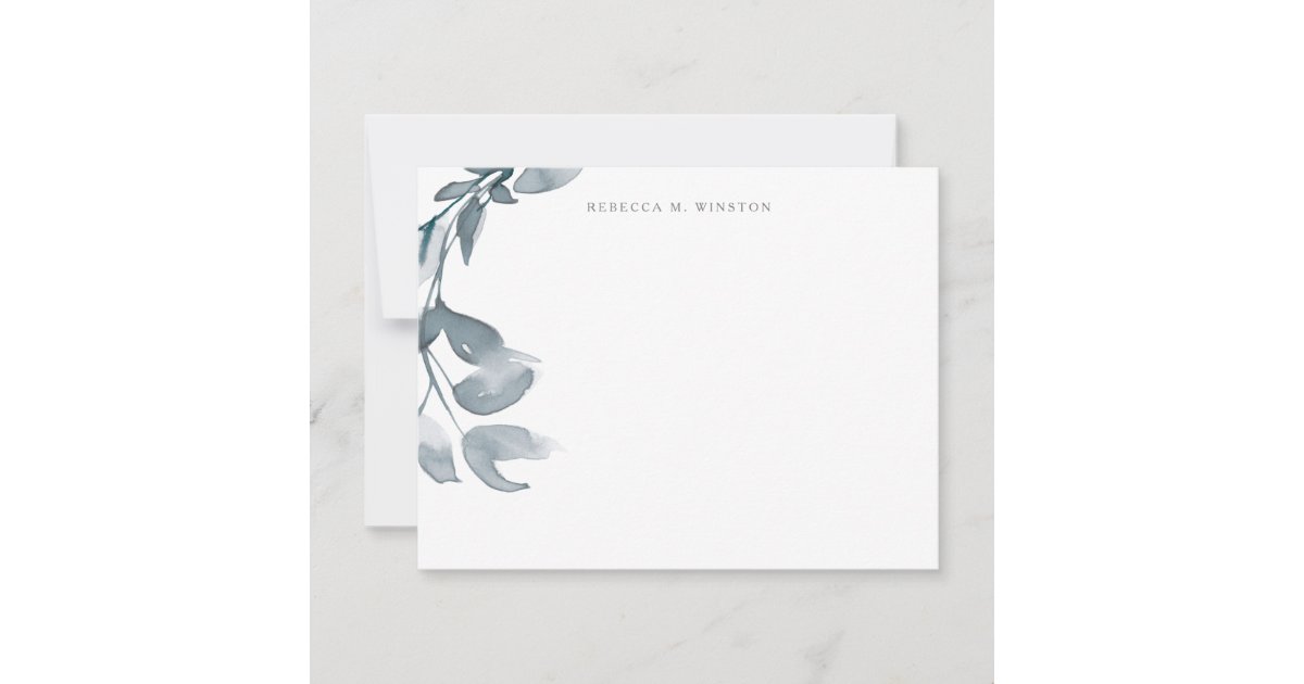 Elegant Simple Greenery Personalized Stationery Note Card | Zazzle