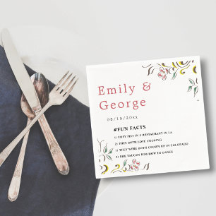 Elegant Simple Greenery Rose Boho Floral Wedding Napkins