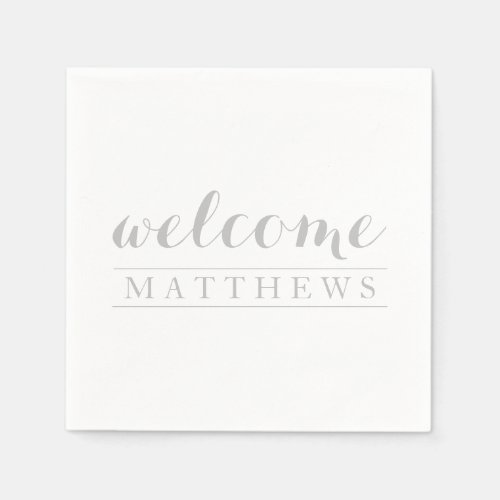 Elegant simple Grey Welcome Paper Napkin