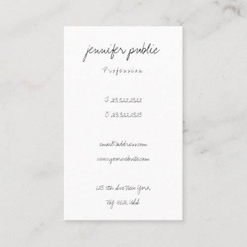 Elegant Simple Hand Script Modern Minimalistic Business Card