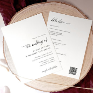 Elegant Simple Handwriting All in One Wedding Invitation