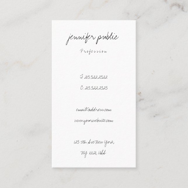 Elegant Simple Handwritten Text Script Modern Chic Business Card (Front)