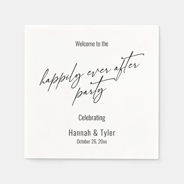 Elegant Simple Happily Ever After Party Typography Napkins (Front)