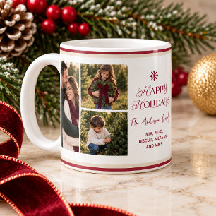 Elegant Simple Happy Holidays Photo Collage Coffee Mug