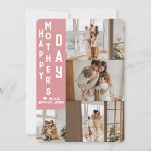 Elegant Simple Happy Mothers Day Photo Collage Holiday Card