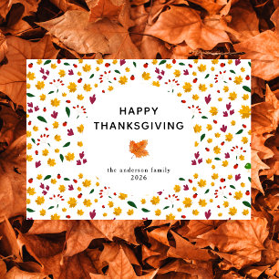 Elegant Simple Happy Thanksgiving Autumn Leaves Holiday Card