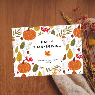 Elegant Simple Happy Thanksgiving Autumn Leaves Holiday Card