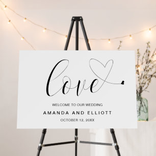 Elegant Simple Heart Modern Wedding Welcome Sign