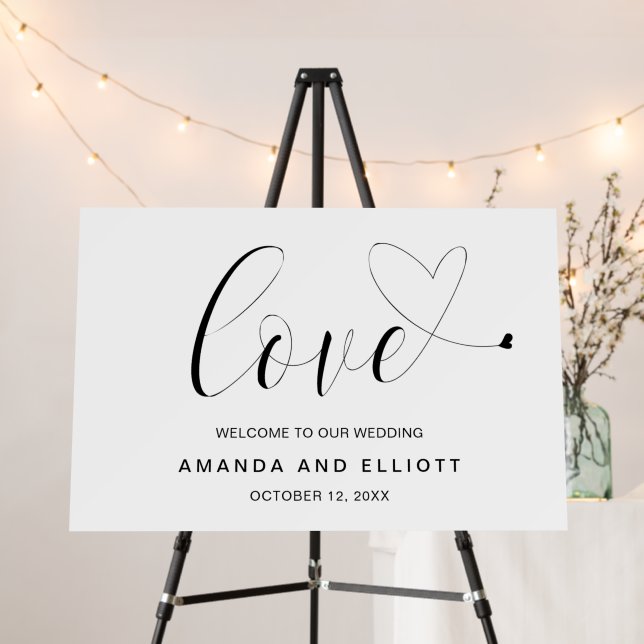 Elegant Simple Heart Modern Wedding Welcome Sign (In Situ (Stand))