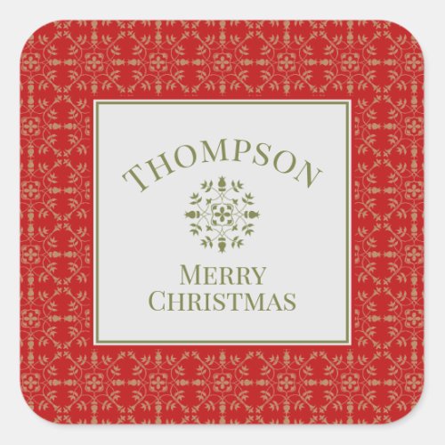 Elegant Simple Holiday Snowflake Classic Pattern Square Sticker