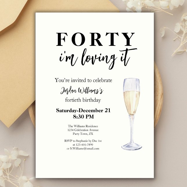 Elegant Simple I'm Loving It 40th Birthday Invitation (Creator Uploaded)
