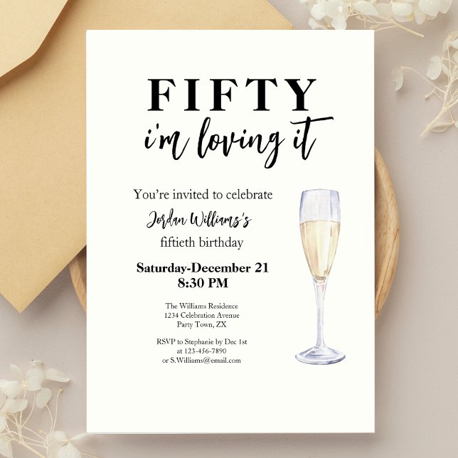 Elegant Simple I'm Loving It 50th Birthday Invitation (Creator Uploaded)