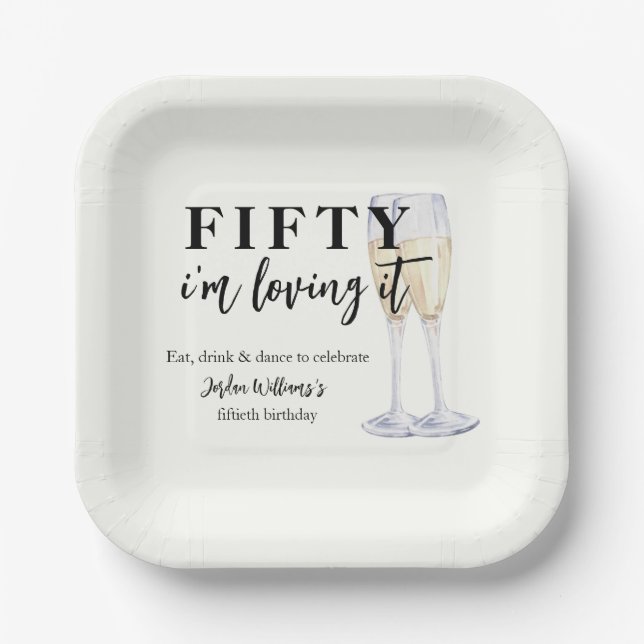 Elegant Simple I'm Loving It 50th Birthday Paper Plates (Front)