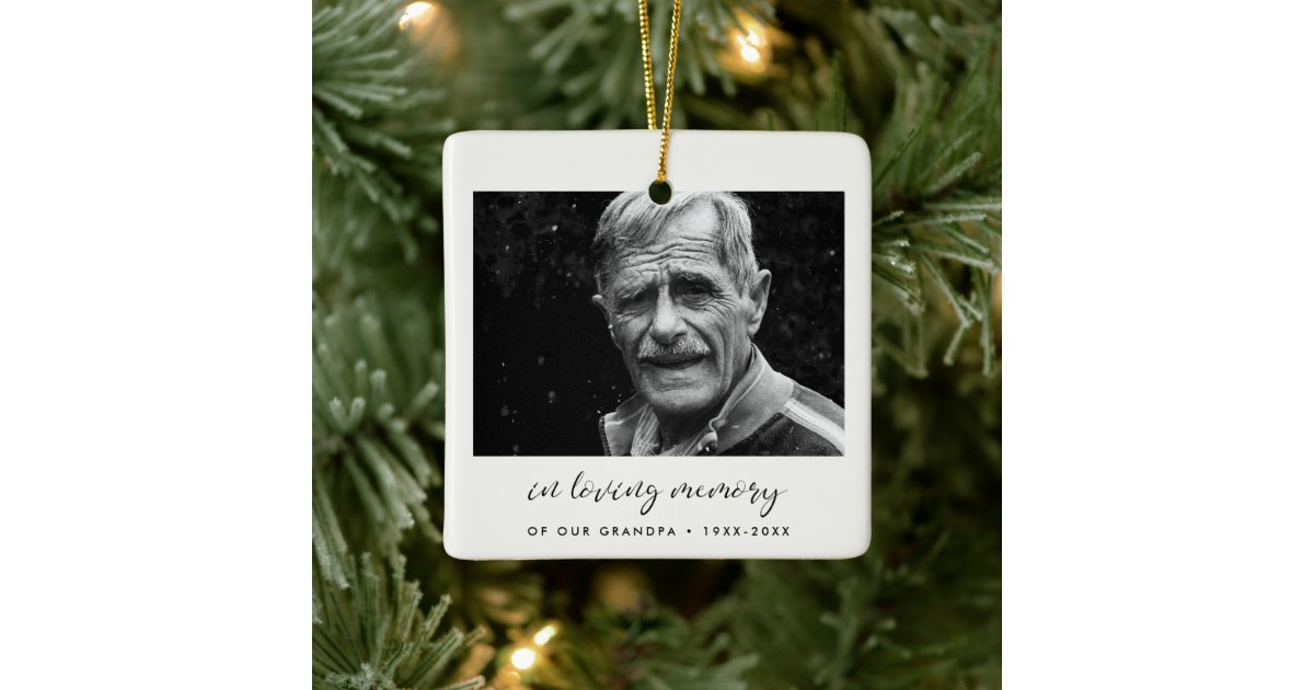 Elegant simple In loving memory Photo Ceramic Ornament | Zazzle