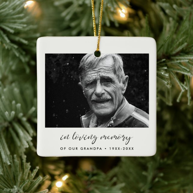 Elegant simple In loving memory Photo Ceramic Ornament (Tree)
