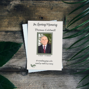 Elegant Simple In Loving Memory Prayer Card