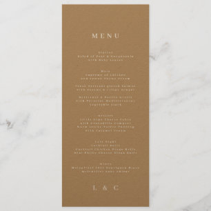 Elegant Simple Kraft Monogram Wedding Menu