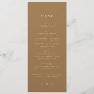 Elegant Simple Kraft Monogram Wedding Menu