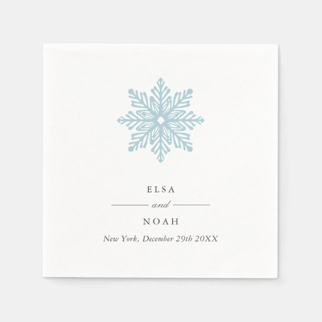 Elegant Simple light Blue Snowflake Monogram  Napkins (Front)