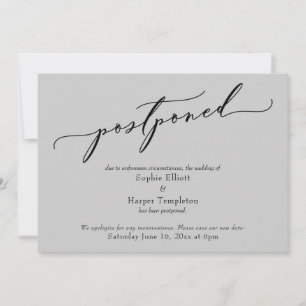 Elegant Simple Light Gray Postponed Wedding Card