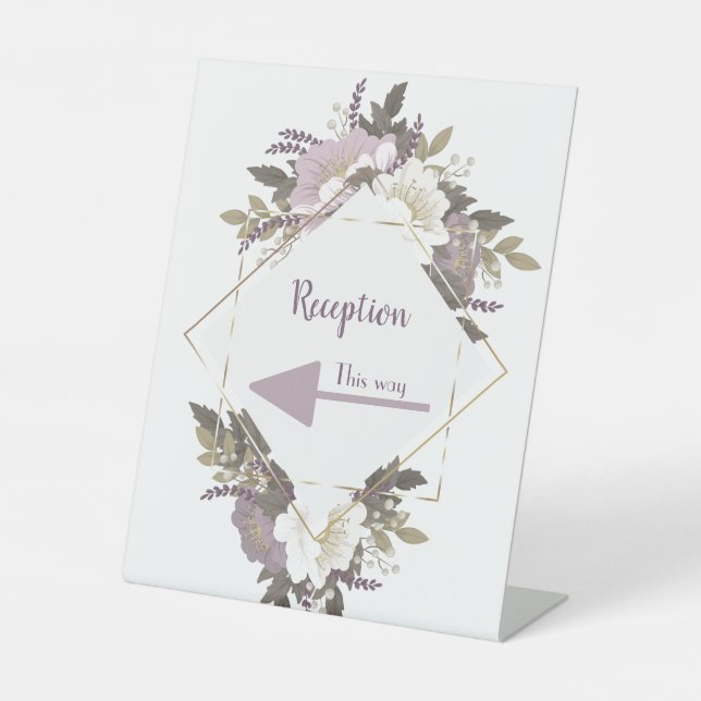 Elegant & Simple Lilac flower reception sign (Front)
