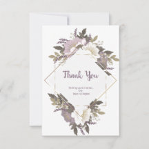 Elegant & Simple Lilac flower Thank you card