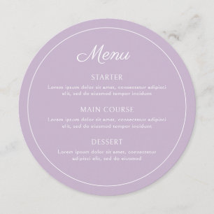 Elegant Simple Lilac Round Menu