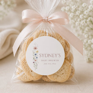Elegant Simple Little Wildflower Baby Shower Favor Classic Round Sticker