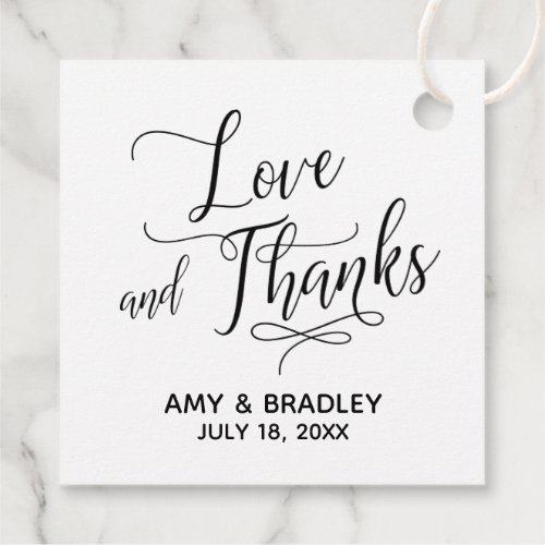 Elegant Simple Love and Thanks Wedding Favor Tags