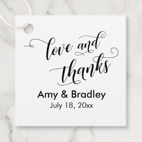 Elegant Simple Love and Thanks Wedding Favor Tags