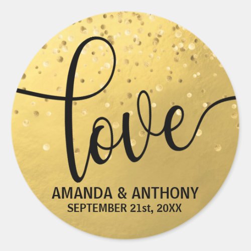 Elegant Simple LOVE Faux Gold Foil Wedding Seals