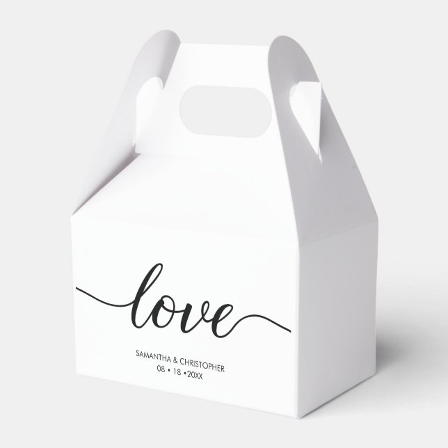 Elegant Simple Love Script Wedding custom Favor Boxes (Front Side)