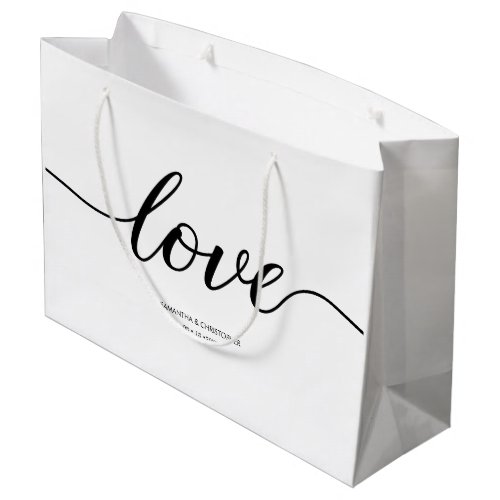 Elegant Simple Love Script Wedding custom favor Large Gift Bag
