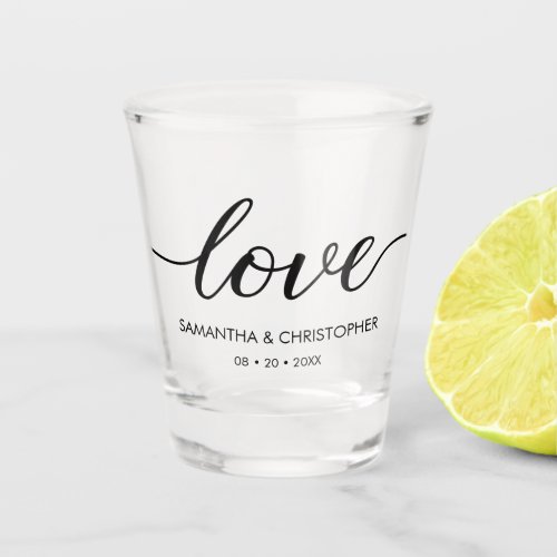 Elegant Simple Love Script Wedding custom Favor Shot Glass
