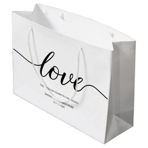 Elegant Simple Love Script Wedding custom  Large Gift Bag