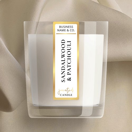 Elegant Simple Lux Gold Border Tamper Proof Candle Labels