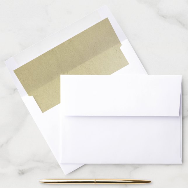 ELEGANT SIMPLE LUXE FAUX PALE GOLD TEXTURED METAL ENVELOPE LINER (Desk)