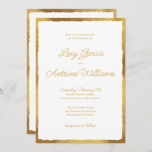 Elegant Simple Luxe Gold Edge Wedding Invitation