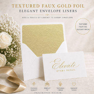 ELEGANT SIMPLE LUXE TEXTURED FAUX GOLD FOIL ENVELOPE LINER